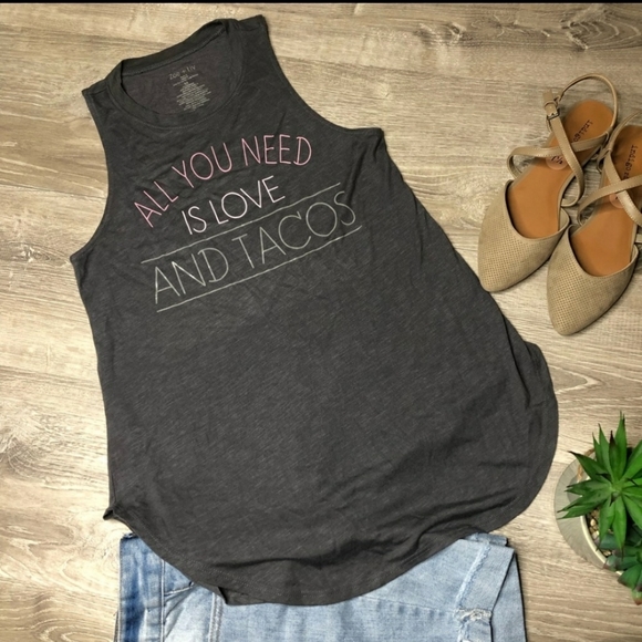 Zoe + Liv Tops - Zoe + Liv All I need is love and tacos tank top L